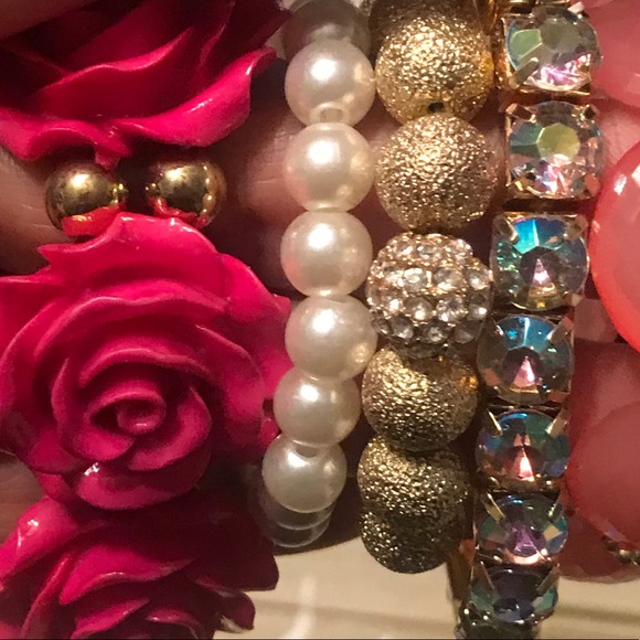 5Pcs Fashion Stretch Bracelet Set Pink - Picture 7 of 12